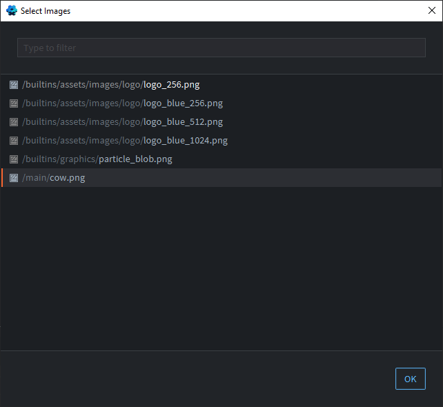 How to Make a Game in Defold 67 Selecting the cow image for the sprite atlas in Defold