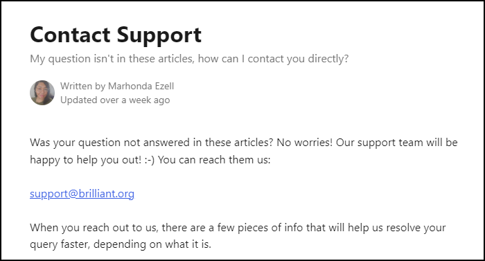 Brilliant Review - Customer Support