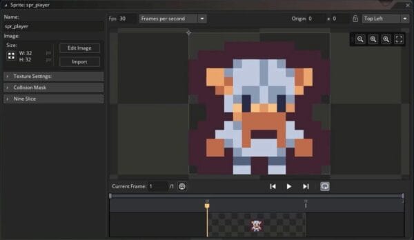 Importing an Image to the Player Sprite in GameMaker