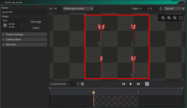 Importing the Arrow Sprite Sheet in GameMaker
