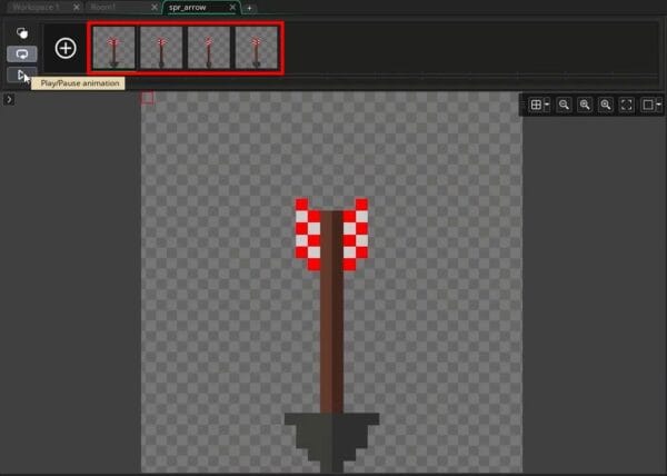 Creating the Frames for an Animated Arrow Sprite in GameMaker