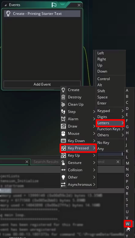 Adding 'Key Pressed' Events in GameMaker