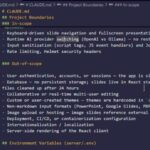 How to Write Claude Code Instructions With CLAUDE.md 13 CLAUDE.md in VS Code showing in-scope and out-of-scope project boundaries for an AI slide deck generator.