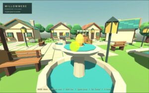 An AI-generated low-poly village running in Godot with first-person controls.