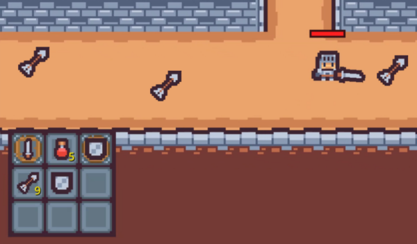 How to Build a Godot Inventory System With Resources 1 Godot action RPG gameplay with a nine-slot inventory containing a sword, health potions, shields, and arrows.