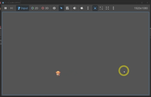 Player character in the Godot game preview while testing directional walking animations