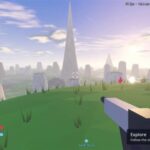 How to Improve Godot Game Graphics with Claude Opus 13 Godot exploration game with grassy terrain, towering rock formations and a cloudy sky.